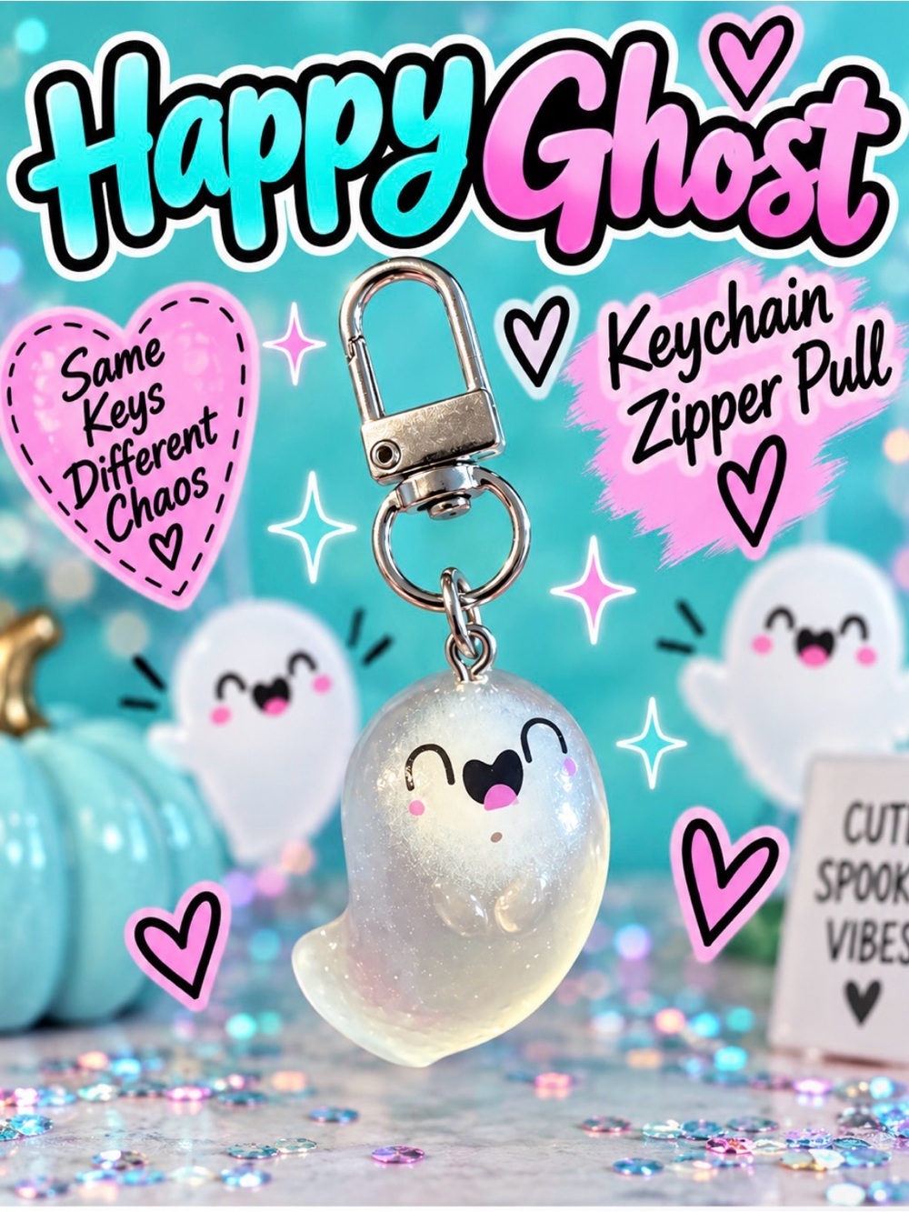 Keychain Zipper Pull - Iridescent White